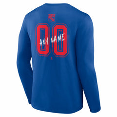 NHL,Custom New York Rangers Hustle Personalized Name & Number Long Sleeve T-Shirt - Blue