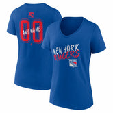 NHL,Custom New York Rangers Women's Hustle Personalized Name & Number V-Neck T-Shirt - Blue
