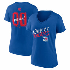 NHL,Custom New York Rangers Women's Hustle Personalized Name & Number V-Neck T-Shirt - Blue