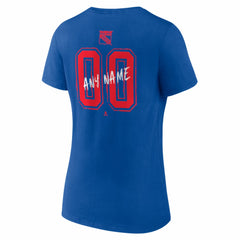 NHL,Custom New York Rangers Women's Hustle Personalized Name & Number V-Neck T-Shirt - Blue