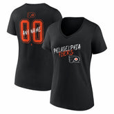 NHL,Custom Philadelphia Flyers Women's Hustle Personalized Name & Number V-Neck T-Shirt - Black