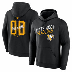 NHL,Custom Pittsburgh Penguins Hustle Personalized Name & Number Hoodie - Black