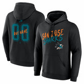 NHL,Custom San Jose Sharks Big & Tall Hustle Personalized Name & Number Hoodie - Black