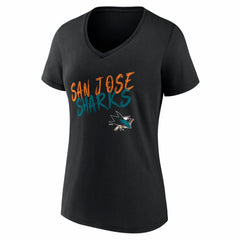 NHL,Custom San Jose Sharks Women's Hustle Personalized Name & Number V-Neck T-Shirt - Black