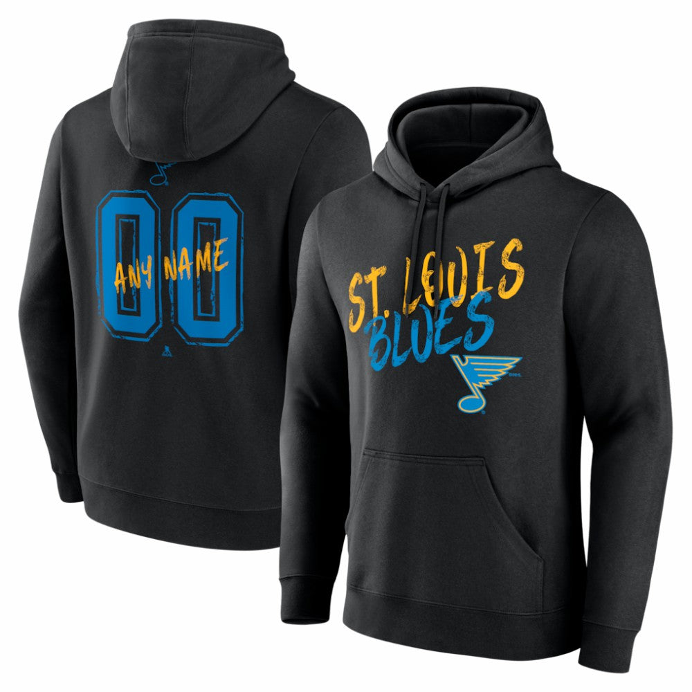 NHL,Custom St. Louis Blues Hustle Personalized Name & Number Hoodie - Black