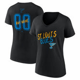 NHL,Custom St. Louis Blues Women's Hustle Personalized Name & Number V-Neck T-Shirt - Black