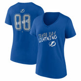 NHL,Custom Tampa Bay Lightning Women's Hustle Personalized Name & Number V-Neck T-Shirt - Blue
