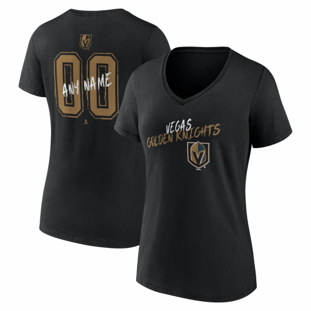 NHL,Custom Vegas Golden Knights Women's Hustle Personalized Name & Number V-Neck T-Shirt - Black