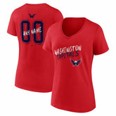 NHL,Custom Washington Capitals Women's Hustle Personalized Name & Number V-Neck T-Shirt - Red