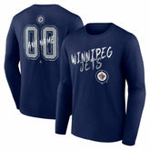 NHL,Custom Winnipeg Jets Hustle Personalized Name & Number Long Sleeve T-Shirt - Navy