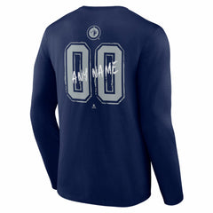 NHL,Custom Winnipeg Jets Hustle Personalized Name & Number Long Sleeve T-Shirt - Navy
