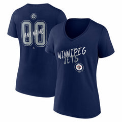 NHL,Custom Winnipeg Jets Women's Hustle Personalized Name & Number V-Neck T-Shirt - Navy