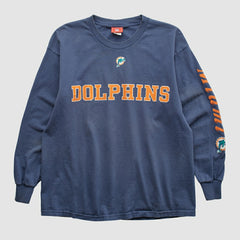 Miami Dolphins NFL 2000s Long Sleeve T-shirt Navy Vintage