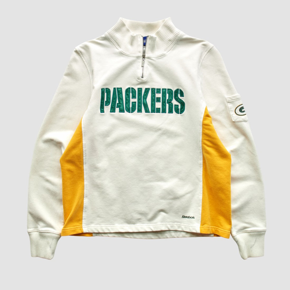 Green Bay Packers Reebok 2000s 1/4 Zip Sweatshirt White Vintage