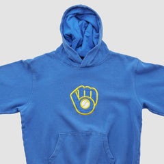 Milwaukee Brewers Majestic 2000s Hooded Pullover Sweatshirt - Blue - Yth XL by Fanatics Real Vintage Pullover