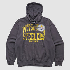 Pittsburgh Steelers NFL 2010s Hooded Full Zip Sweatshirt Gray Vintage