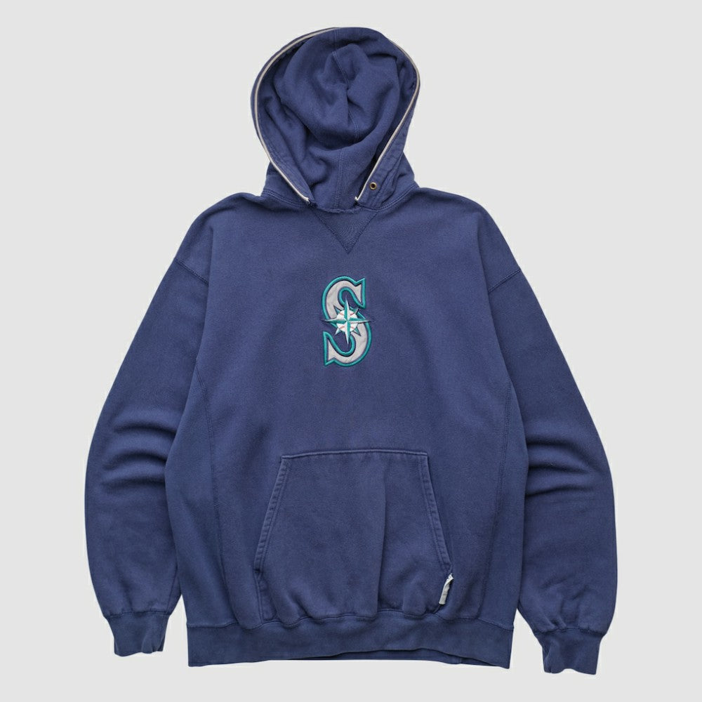 Seattle Mariners Champion 2000s Hooded Pullover Sweatshirt - Navy - M by Fanatics Real Vintage Pullover