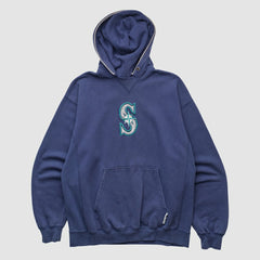 Seattle Mariners Champion 2000s Hooded Pullover Sweatshirt - Navy - M by Fanatics Real Vintage Pullover