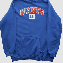 New York Giants Reebok 2000s Hooded Pullover Sweatshirt Blue Vintage