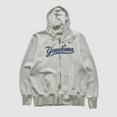 New York Yankees Nike 2000s Hooded Full Zip Sweatshirt - Heather Gray - XS by Fanatics Real Vintage Sweatshirts