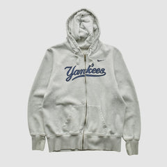 New York Yankees Nike 2000s Hooded Full Zip Sweatshirt - Heather Gray - XS by Fanatics Real Vintage Sweatshirts