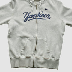 New York Yankees Nike 2000s Hooded Full Zip Sweatshirt - Heather Gray - XS by Fanatics Real Vintage Sweatshirts