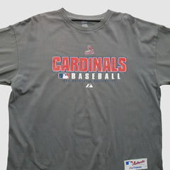 St. Louis Cardinals Majestic 2000s Long Sleeve T-shirt - Gray - 2XL by Fanatics Real Vintage T-shirts