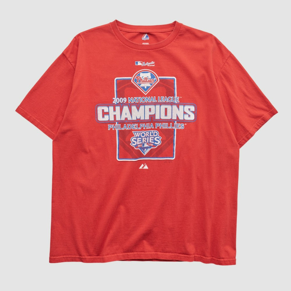 Philadelphia Phillies Majestic 2009 T-shirt - Red - L by Fanatics Real Vintage T-shirts