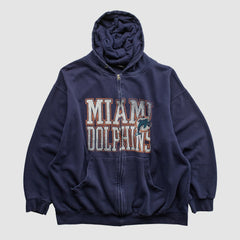 Miami Dolphins NFL 2010s Hooded Full Zip Sweatshirt Navy Vintage
