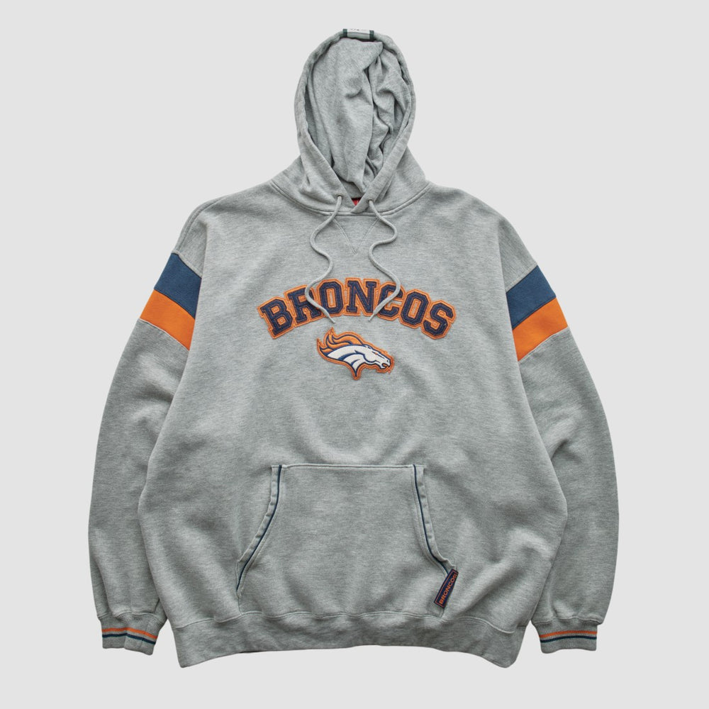 Denver Broncos NFL 2000s Hooded Pullover Sweatshirt Heather Gray Vintage