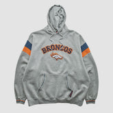 Denver Broncos NFL 2000s Hooded Pullover Sweatshirt Heather Gray Vintage