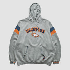 Denver Broncos NFL 2000s Hooded Pullover Sweatshirt Heather Gray Vintage