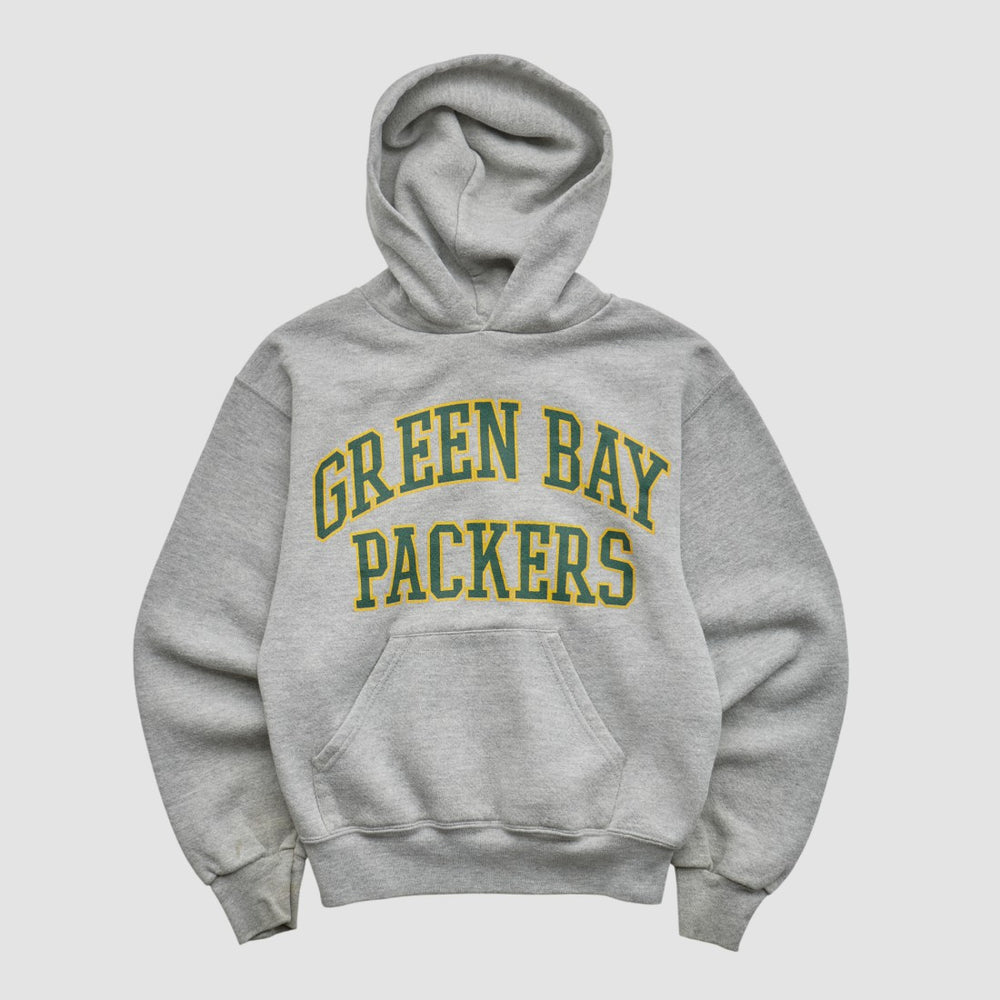 Green Bay Packers NFL 2000s Hooded Pullover Sweatshirt Heather Gray Yth M Real Vintage