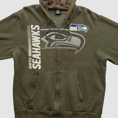 Seattle Seahawks NFL 2010s Hooded Full Zip Sweatshirt Olive Vintage