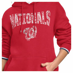 Washington Nationals Starter Women's Lace Team Lockup Fleece Hoodie - Red Hoodies