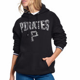 Pittsburgh Pirates Starter Women's Lace Team Lockup Fleece Hoodie - Black Hoodies
