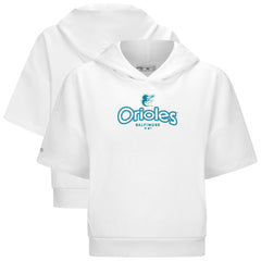 Baltimore Orioles Levelwear Women's Amber Short Sleeve Cornerstone Hoodie - White Hoodies