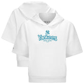 New York Yankees Levelwear Women's Amber Short Sleeve Cornerstone Hoodie - White Hoodies