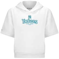 New York Yankees Levelwear Women's Amber Short Sleeve Cornerstone Hoodie - White Hoodies