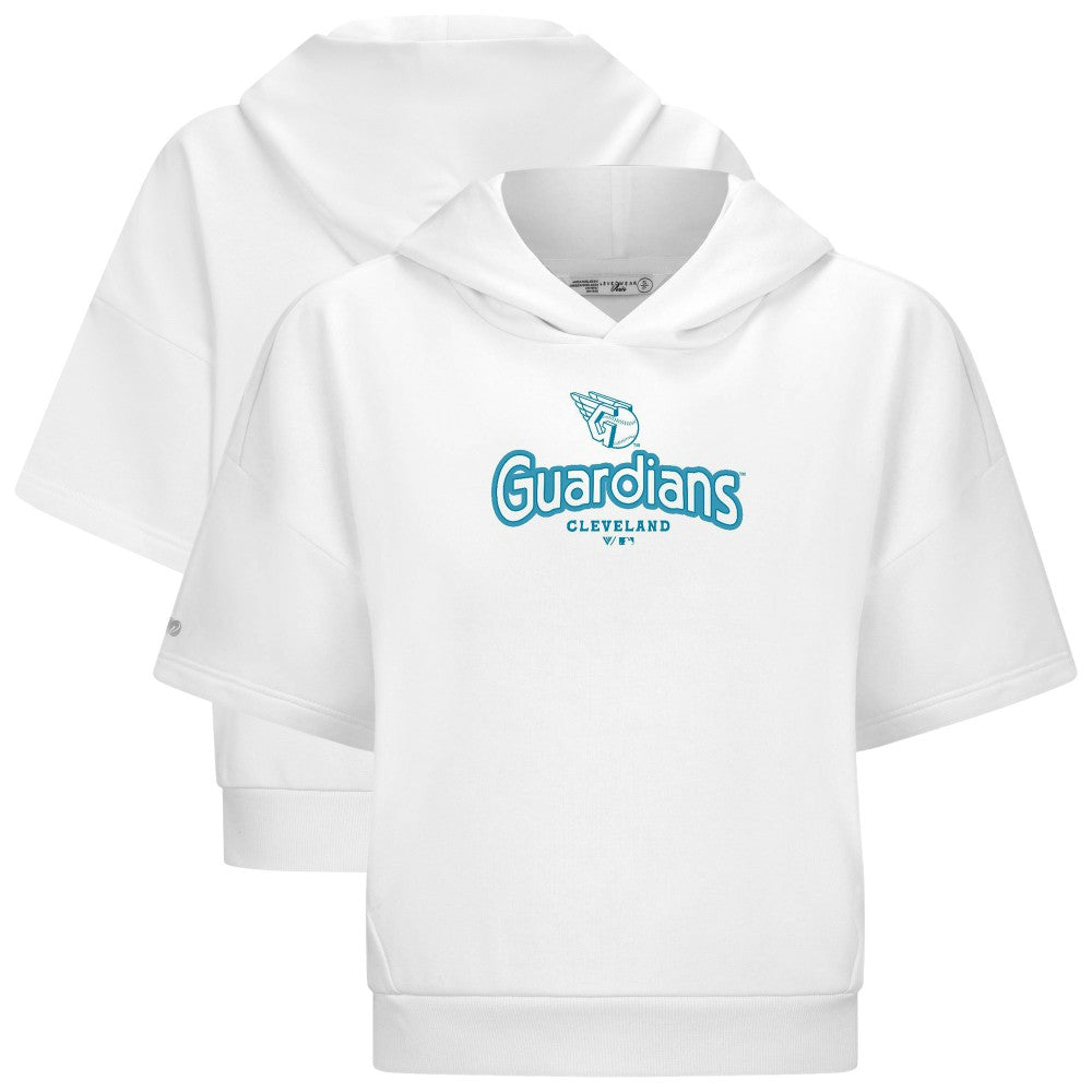 Cleveland Guardians Levelwear Women's Amber Short Sleeve Cornerstone Hoodie - White Hoodies