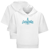 Los Angeles Angels Levelwear Women's Amber Short Sleeve Cornerstone Hoodie - White Hoodies