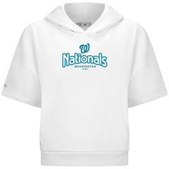 Washington Nationals Levelwear Women's Amber Short Sleeve Cornerstone Hoodie - White Hoodies