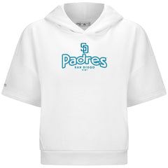 San Diego Padres Levelwear Women's Amber Short Sleeve Cornerstone Hoodie - White Hoodies