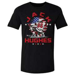 NHL Jack Hughes US Men's Hockey 500 Level Flag T-Shirt - Black