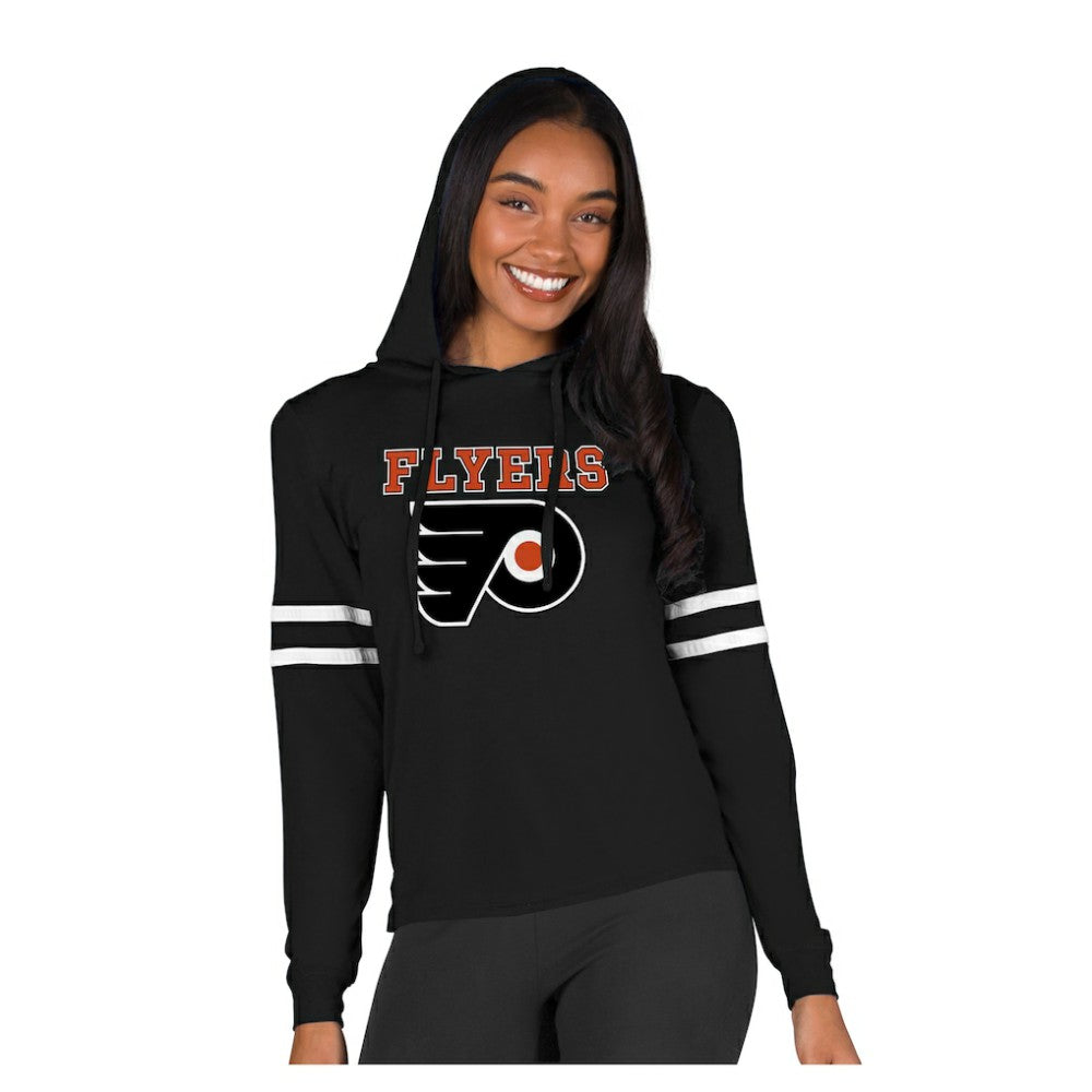 NHL Philadelphia Flyers Concepts Sport Women's Marathon Long-Sleeve Hooded T-Shirt - Black