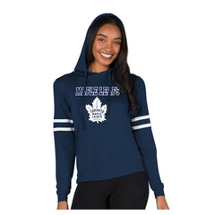 NHL Toronto Maple Leafs Concepts Sport Women's Marathon Long-Sleeve Hooded T-Shirt - Navy