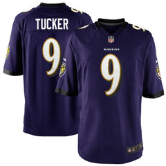 NFL Justin Tucker Baltimore Ravens Youth Game Jersey - Purple