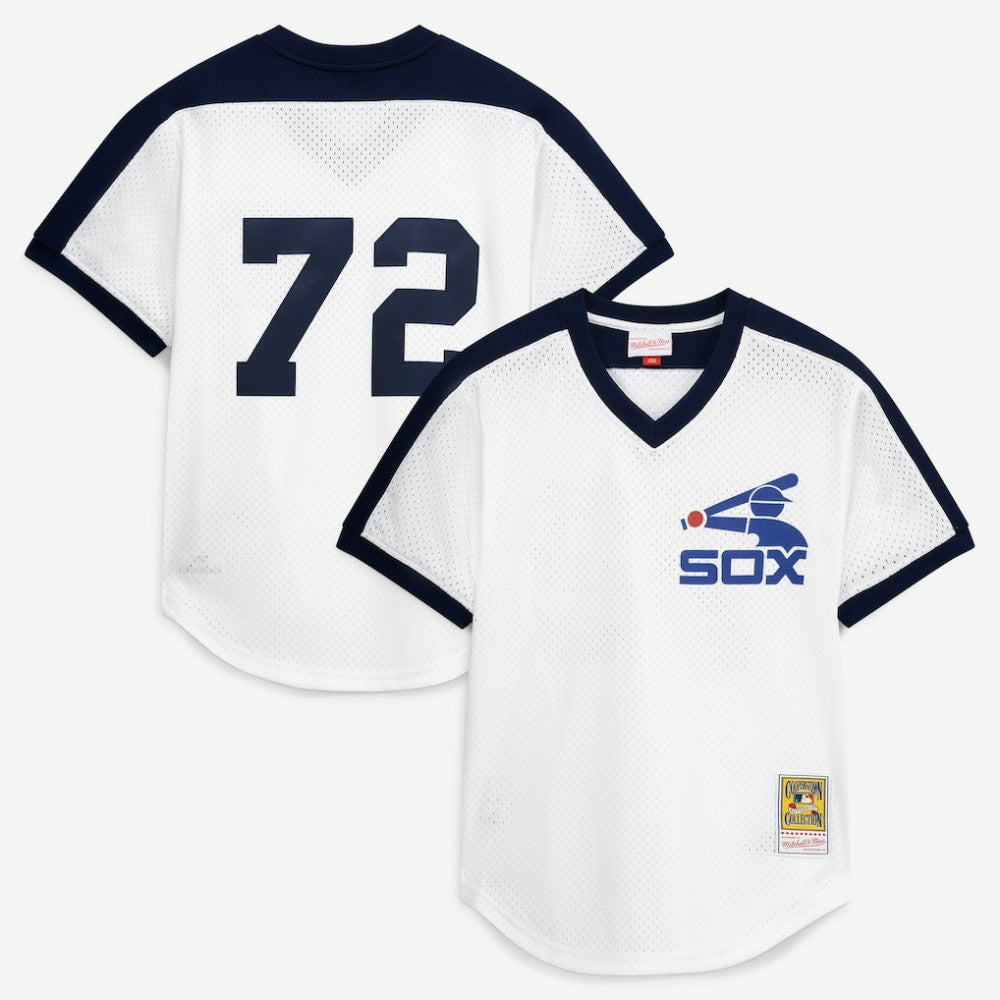 MLB Carlton Fisk Chicago White Sox Mitchell & Ness Authentic Batting Practice Jersey - White