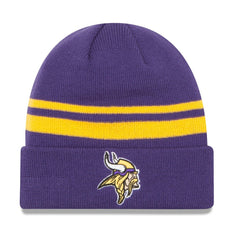 Minnesota Vikings New Era Team Stripe Cuffed Knit Hat Purple