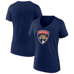 NHL Florida Panthers Women's Primary Logo V-Neck T-Shirt - Navy